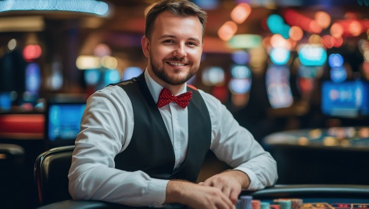Live Baccarat session Live Baccarat table showing dealer and betting zones on h5.ketua7.com